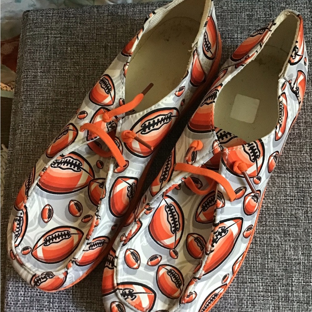 Orange Patterned Football Women's Casual Lace-Up Shoes